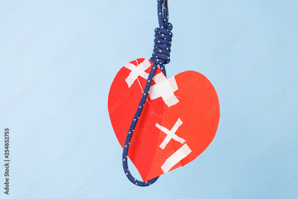 Obraz premium Heart on suicide rope