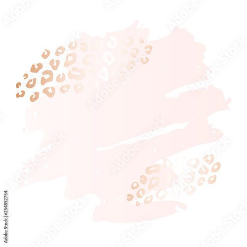 Golden heart pink blank nude art frames. Card design brush stroke lines points gold premium brochure flyer invitation template. Beauty identity elegant style, golden exotic leopard animal skin texture