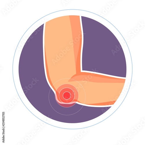 Elbow injury isolated icon hand or arm traumatology
