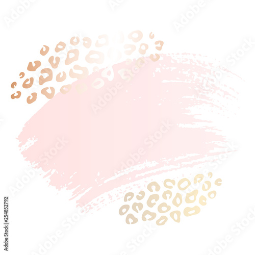 Golden heart pink blank nude art frames. Card design brush stroke lines points gold premium brochure flyer invitation template. Beauty identity elegant style, golden exotic leopard animal skin texture
