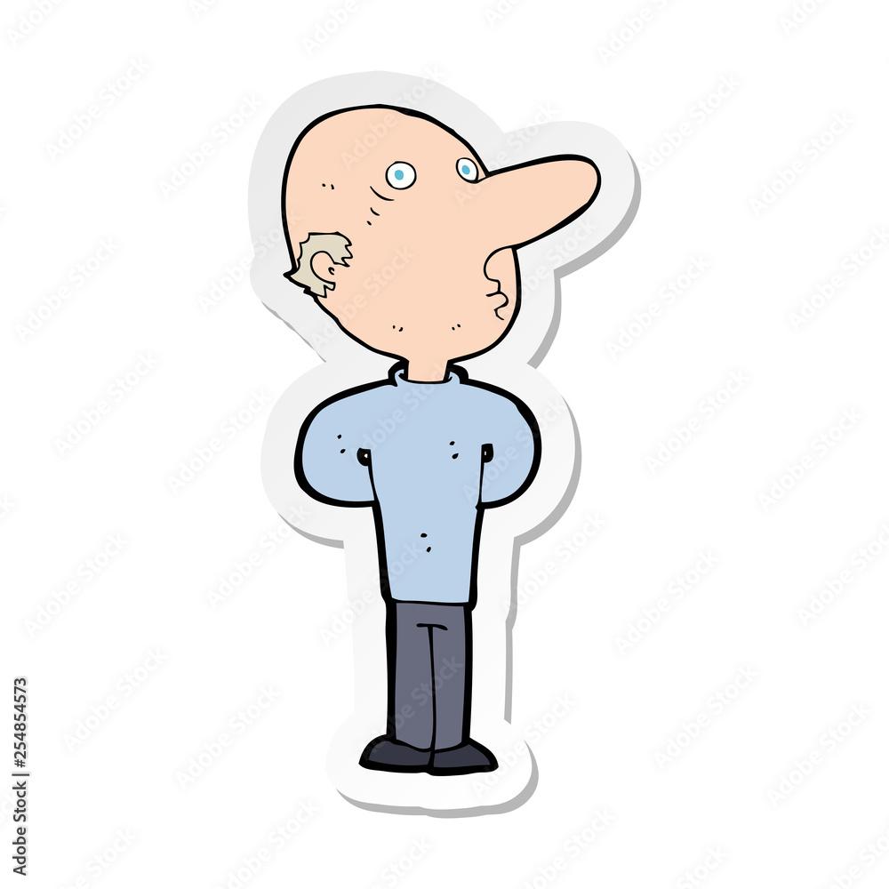 sticker of a cartoon balding man sticker of a cartoon balding man