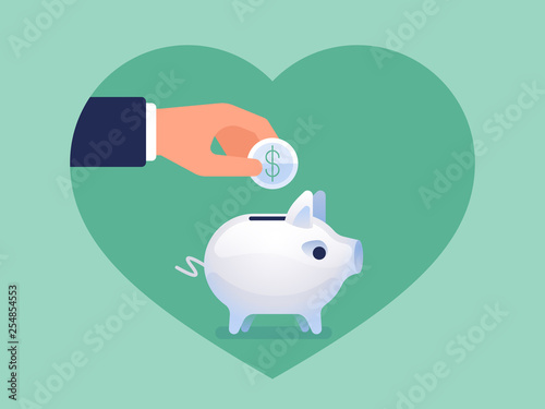 Healthcare and medical donation. Concept of Care and Love. Vector flat illustration
