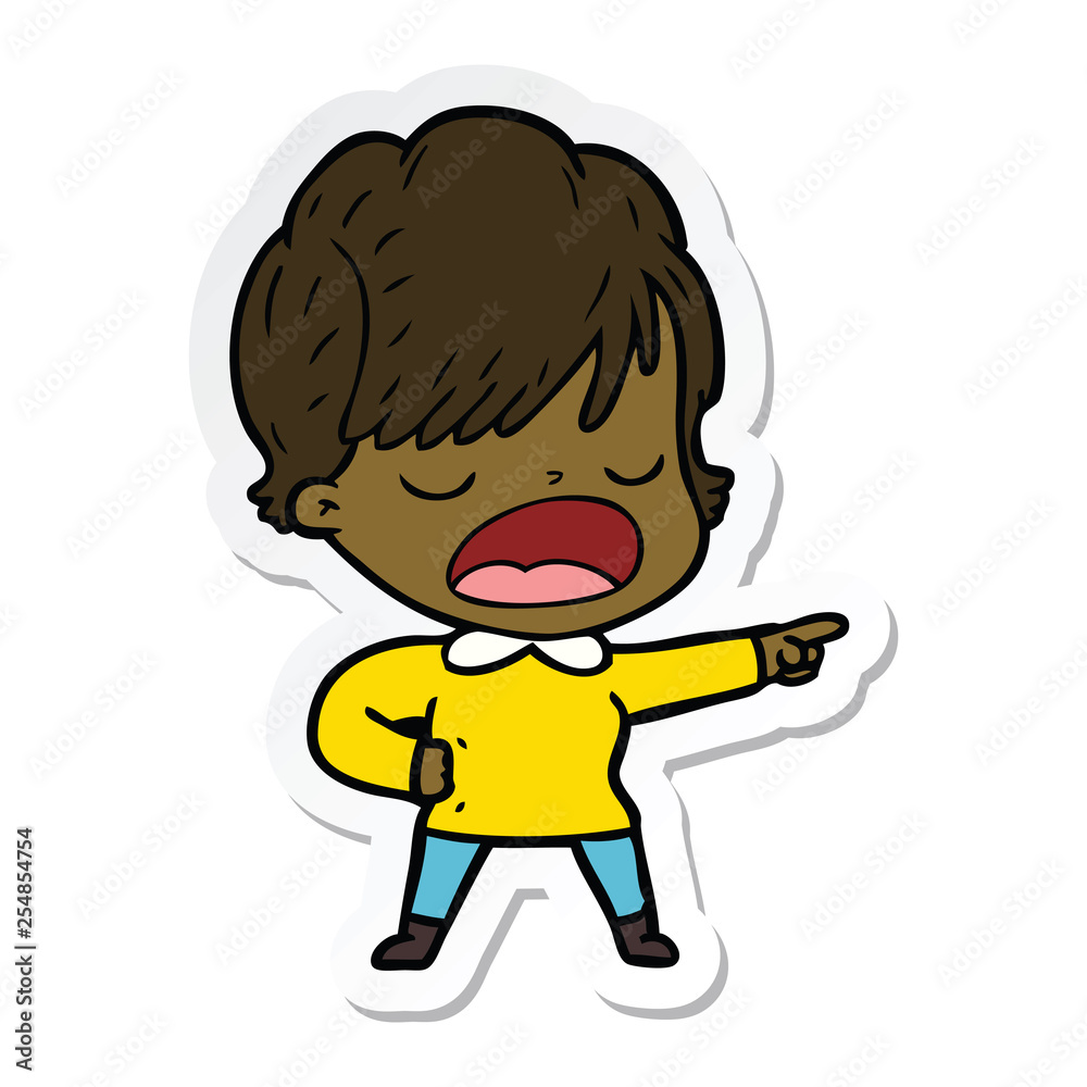 sticker of a cartoon woman talking sticker of a cartoon woman talking