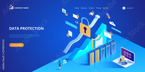 Data protection concept. Vector isometric illustration for landing page