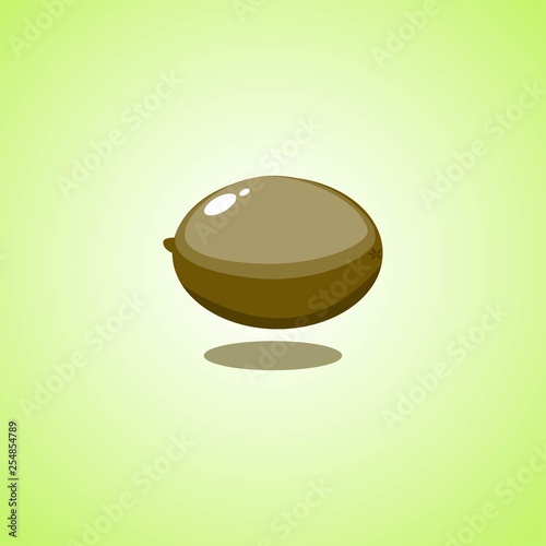 Kiwi icon isolated on green background. Colorful cartoon fruit icon.