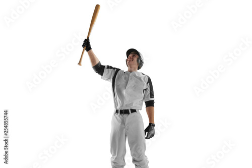 Baseball player isolated on white.