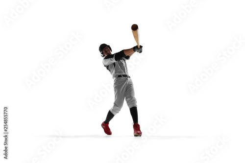 Canvas Print Baseball player isolated on white.