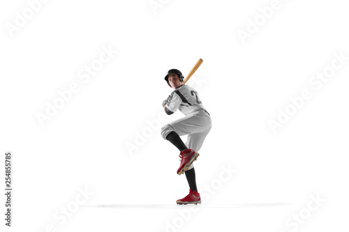 Photography Baseball player isolated on white.