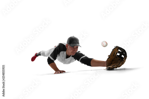Photography Baseball player isolated on white.