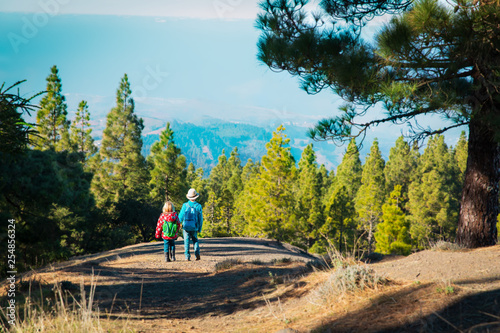 kids -boy and girl -travel in nature, family hiking © nadezhda1906
