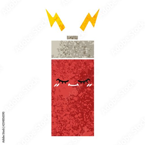 retro illustration style cartoon battery