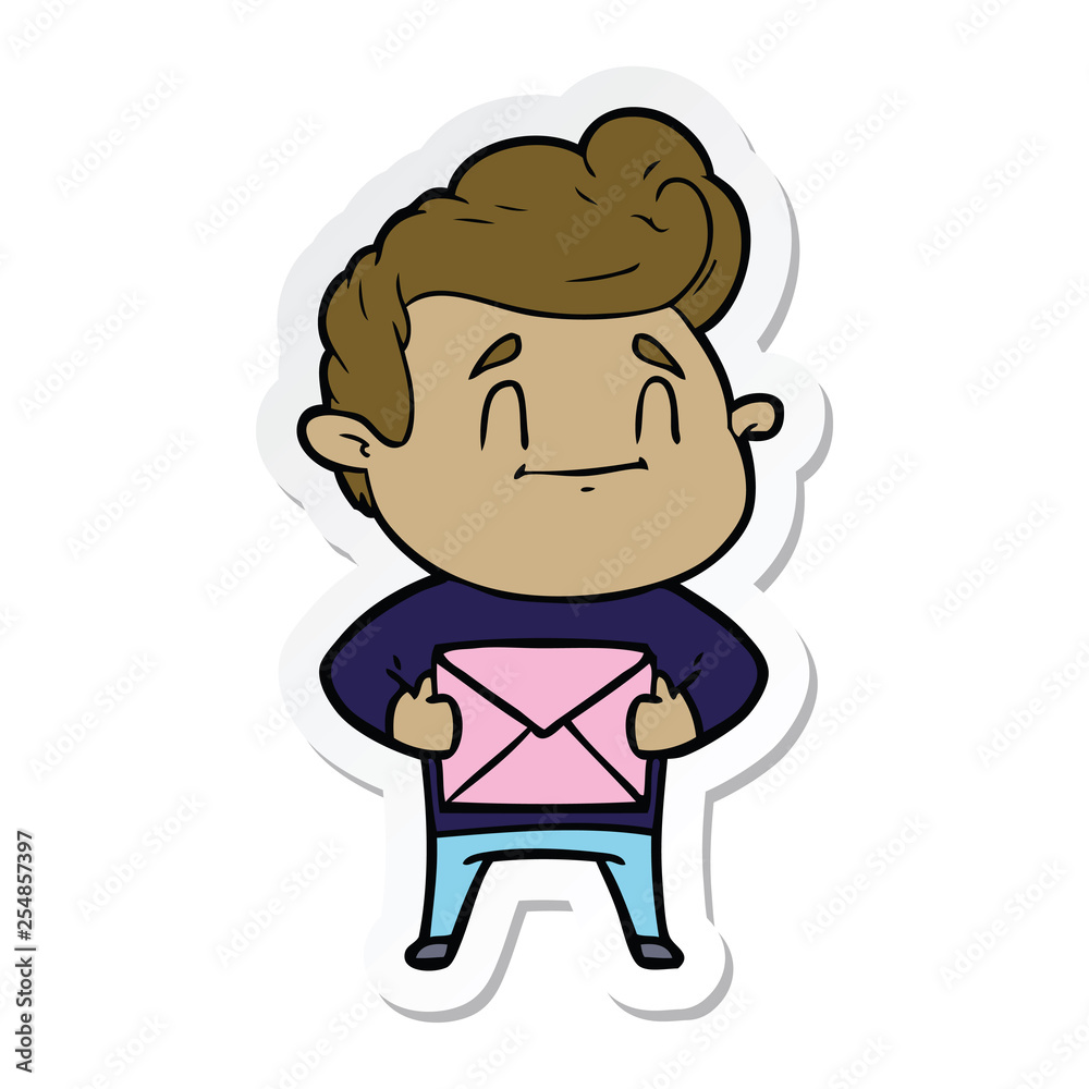 sticker of a happy cartoon man sticker of a happy cartoon man