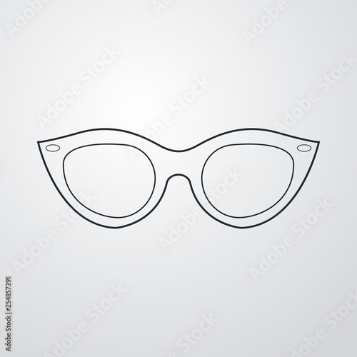 Icono plano lineal gafas de chica en fondo gris