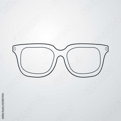 Icono plano lineal gafas de nerd en fondo gris