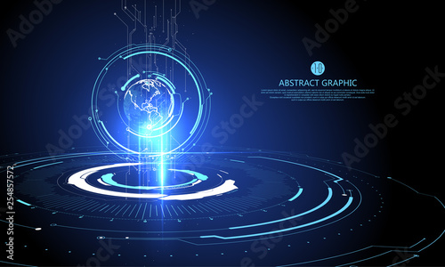 Three-dimensional interface technology, science fiction scene.