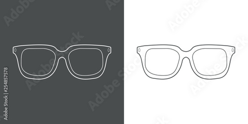 Icono plano lineal gafas de nerd en gris y blanco