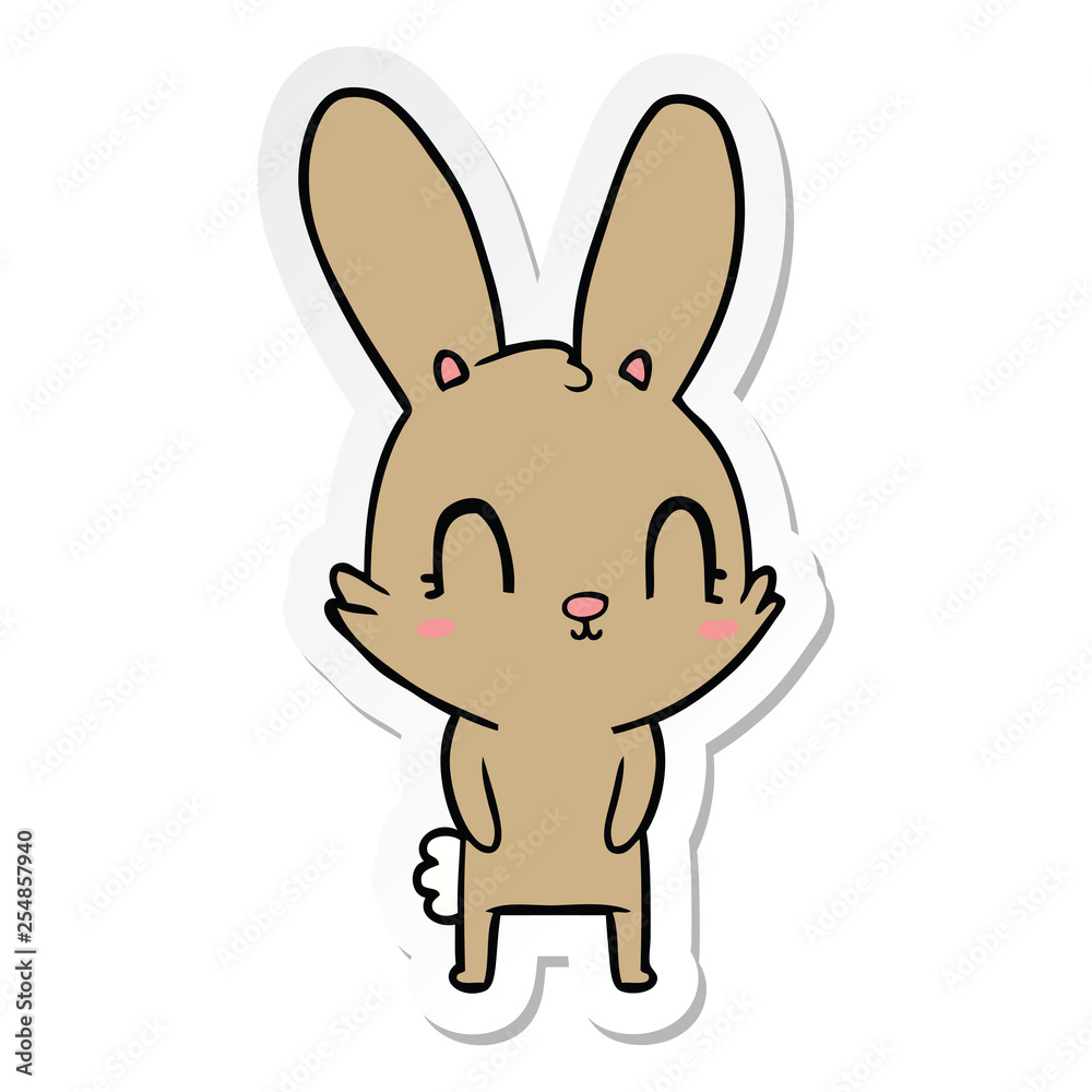 sticker of a cute cartoon rabbit