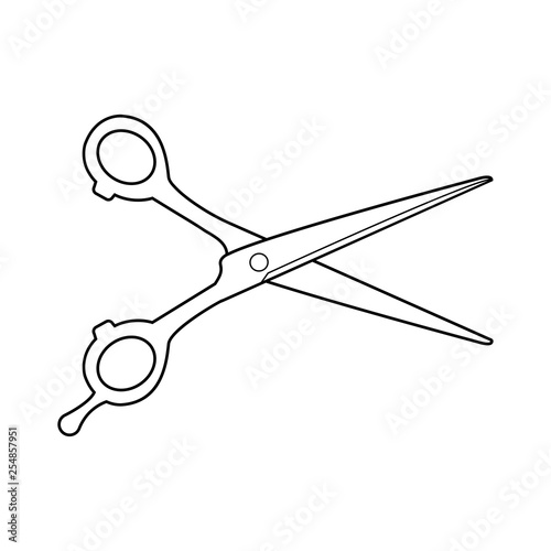 Icono plano lineal tijera de peluquero en color negro
