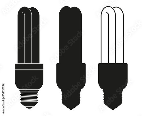 Black and white fluorescent light bulb set