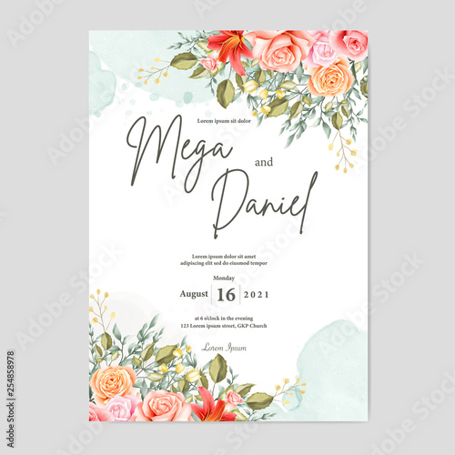 cute floral wedding invitation ready print