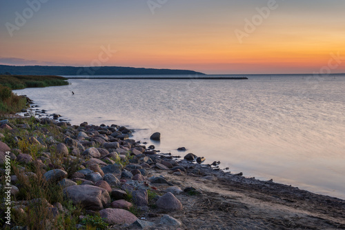 Sunset over the Vistula lagoon in Frombork, Warminsko-Mazurskie, Poland