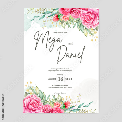 cute floral wedding invitation ready print