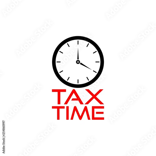 Red Tax time icon, Clock concept