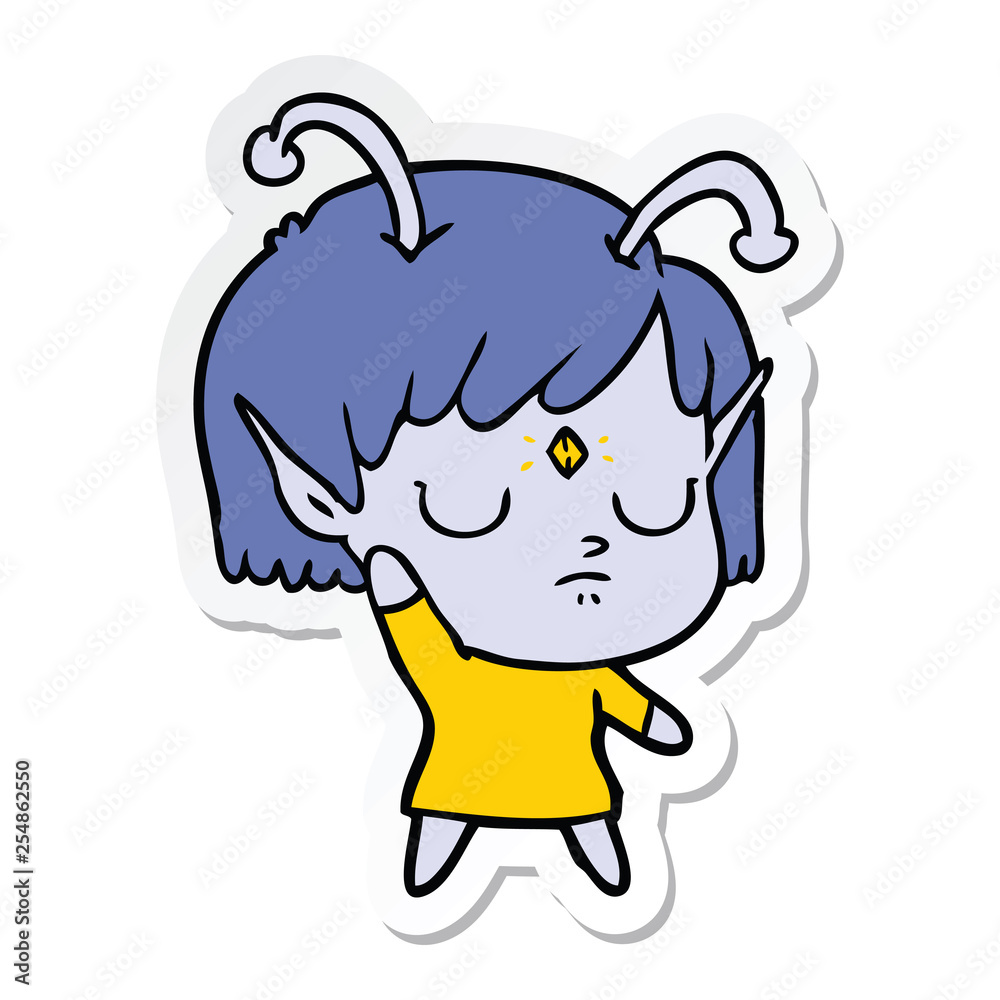 Obraz premium sticker of a cartoon alien girl