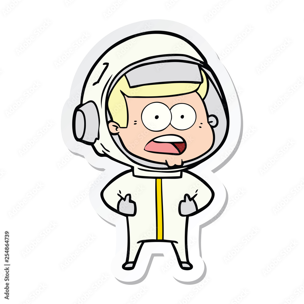 sticker of a cartoon surprised astronaut sticker of a cartoon surprised astronaut
