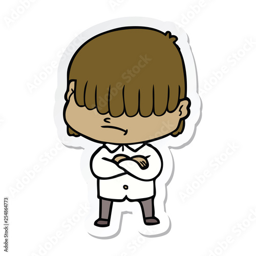 sticker of a cartoon boy with untidy hair