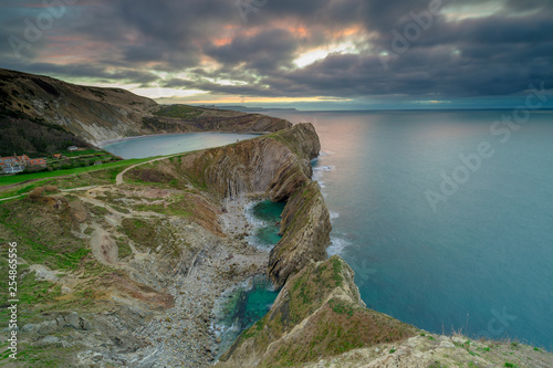 Winter sunrise over the Stairhole and Lulworth Cove, Dorset, UK photo