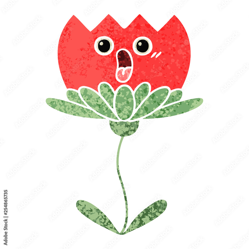 retro illustration style cartoon flower retro illustration style cartoon flower