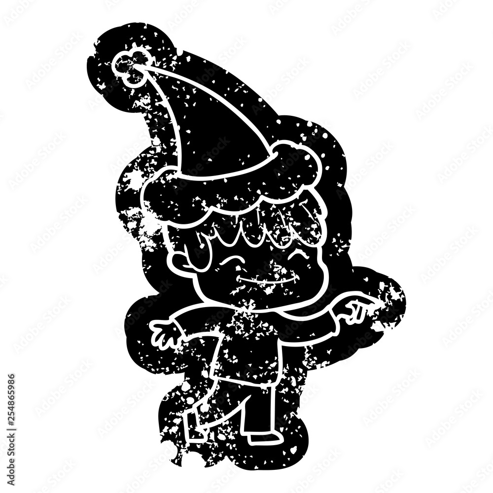 cartoon icon of a happy boy wearing santa hat cartoon icon of a happy boy wearing santa hat