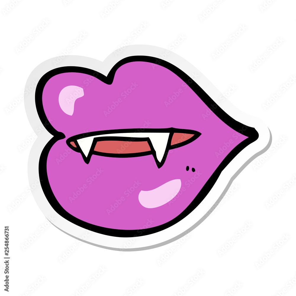 sticker of a cartoon vampire fangs sticker of a cartoon vampire fangs