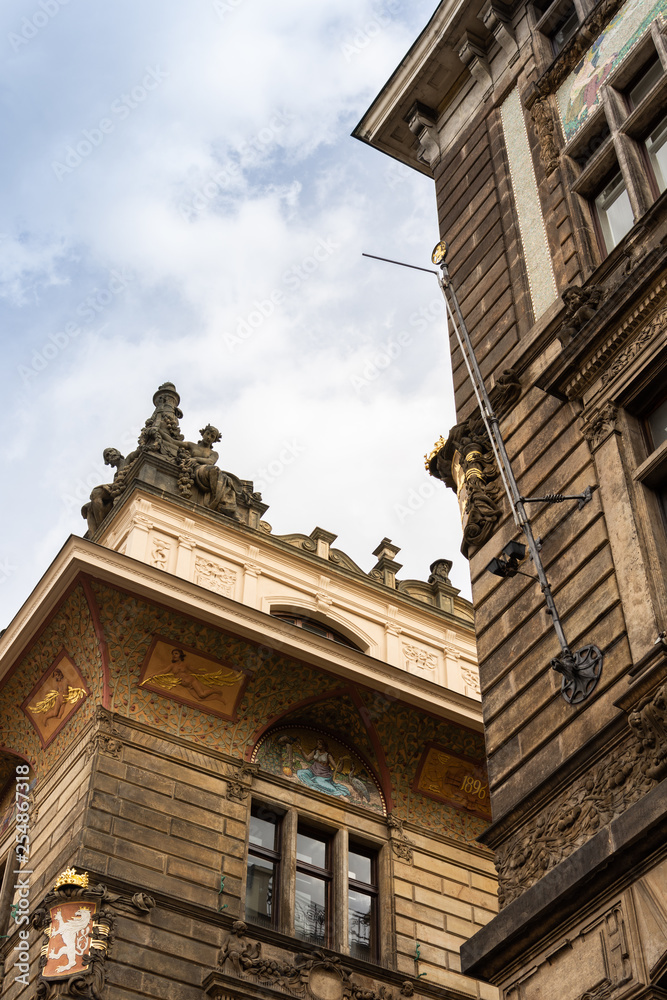 Rainy autumn in Prague, beautiful old houses Rainy autumn in Prague, beautiful old houses