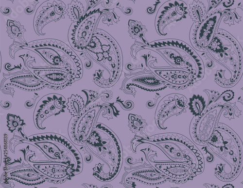 vector seamless graphical orient paisley pattern. Ethnic allover background design.