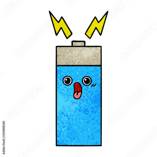 retro grunge texture cartoon battery