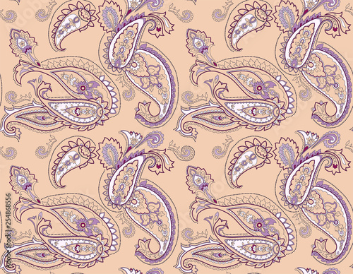 vector seamless graphical orient paisley pattern. Ethnic allover background design.