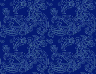 Acrylglasbilder Dunkelblaue Muster Orientalisches Paisley Muster Ethno Stil  © seninaekaterina