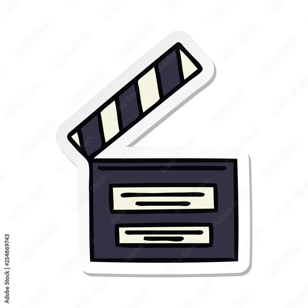 sticker of a cute cartoon director clapper sticker of a cute cartoon director clapper