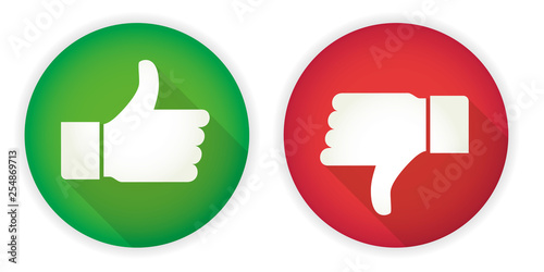 Icon thumb up and thumb down. Like and dislike sign design - Vector.