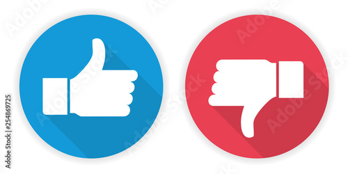Icon thumb up and thumb down. Like and dislike sign design - Vector.
