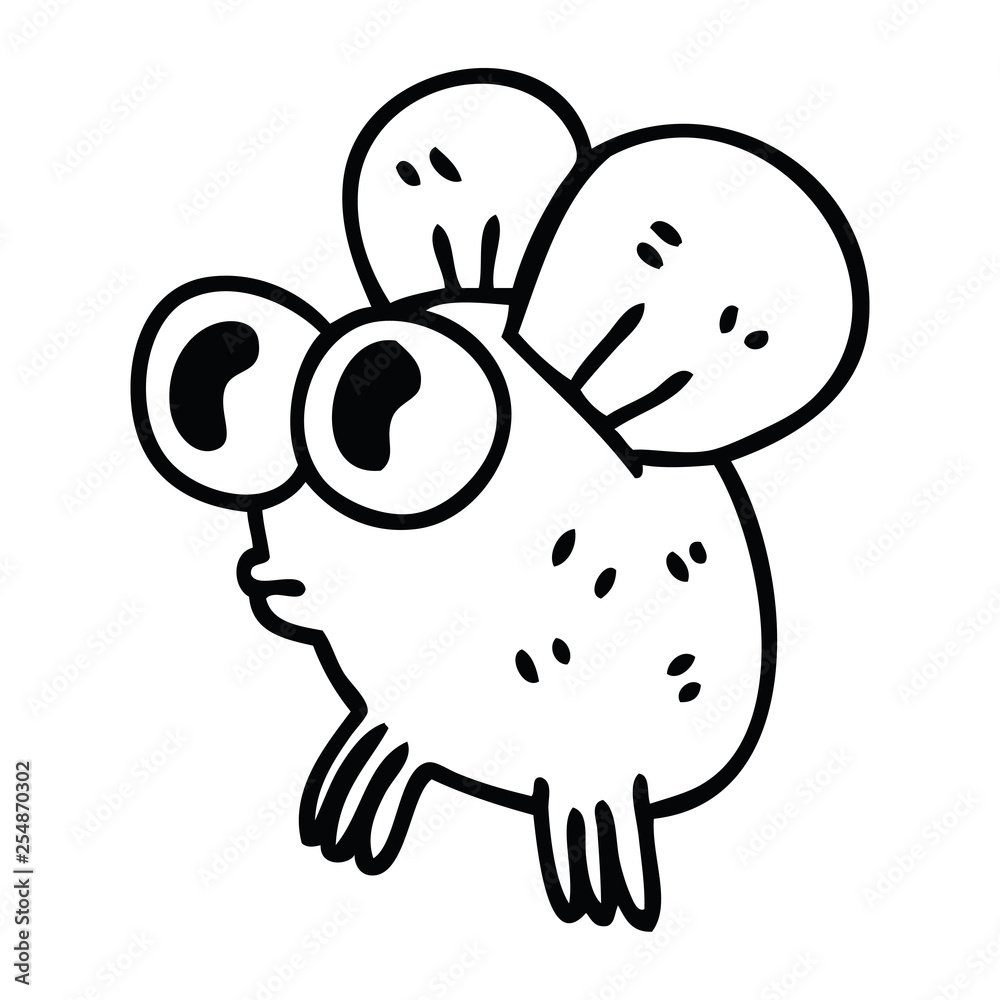 quirky line drawing cartoon fly Stock Vector | Adobe Stock