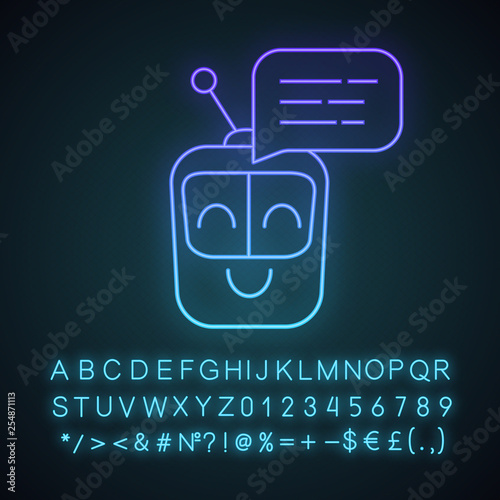 Chatbot message neon light icon