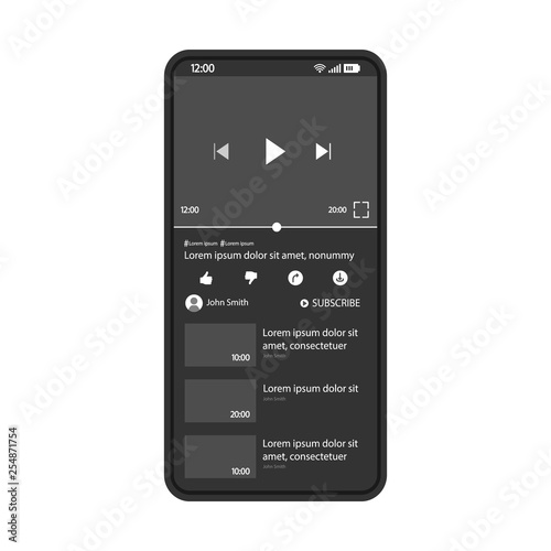 Video sharing app interface vector template