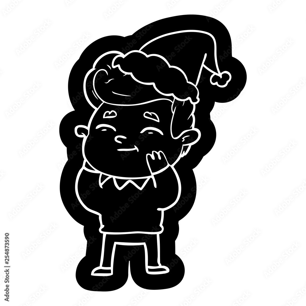 happy cartoon icon of a man wearing santa hat happy cartoon icon of a man wearing santa hat