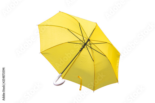 Yellow umbrellas on isolate white background. Used for rain, sun protection and weather protection.