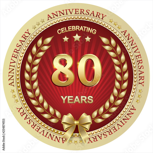  Anniversary 80 years, 80th, birthday, holiday, celebration,icon,logo. Vector illustration 