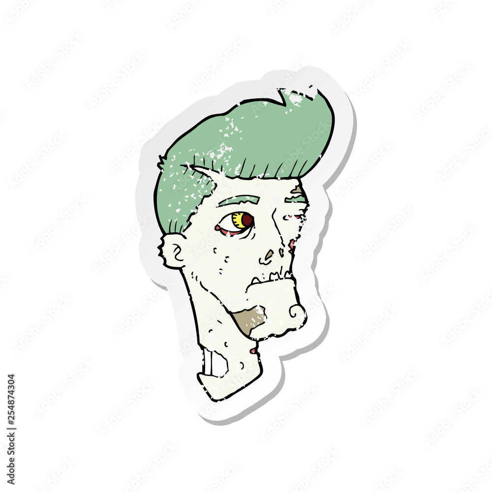retro distressed sticker of a cartoon zombie retro distressed sticker of a cartoon zombie