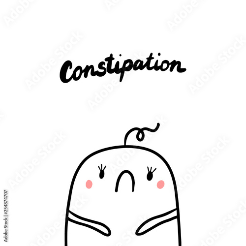Constipation early symptom of pregnancy hand drawn illustration with cute marshmallow